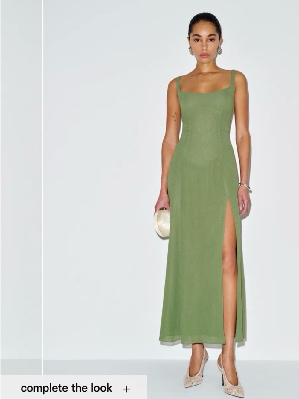 Reformation Olive Green Square-Neck Ailany Dress - Picture 5 of 9